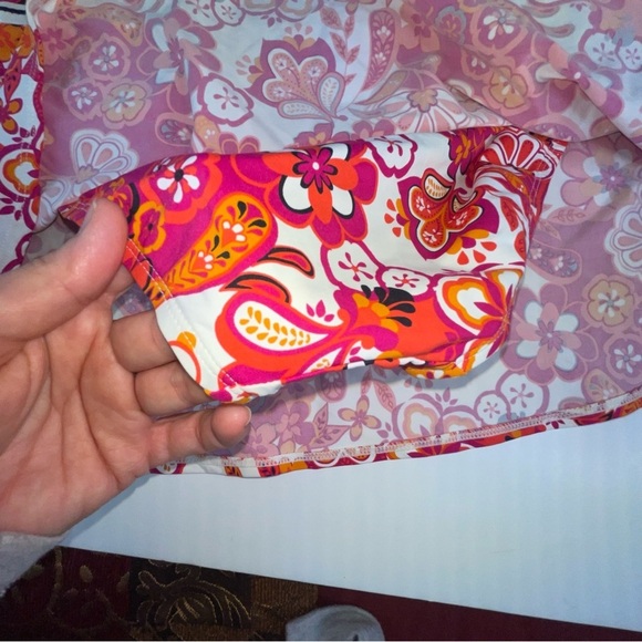 Jag Retro Floral Swim Skirt Attached Bottoms Orange Pink - Picture 14 of 15